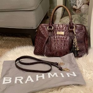Vintage Brahmin Pecan Alligator Embossed Leather Satchel